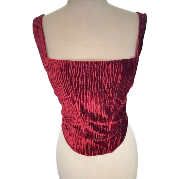 N By Naked Wardrobe Boned Plush Velvet Crop Tank In Wine Size XL NWT Zip Back - Picture 12 of 12